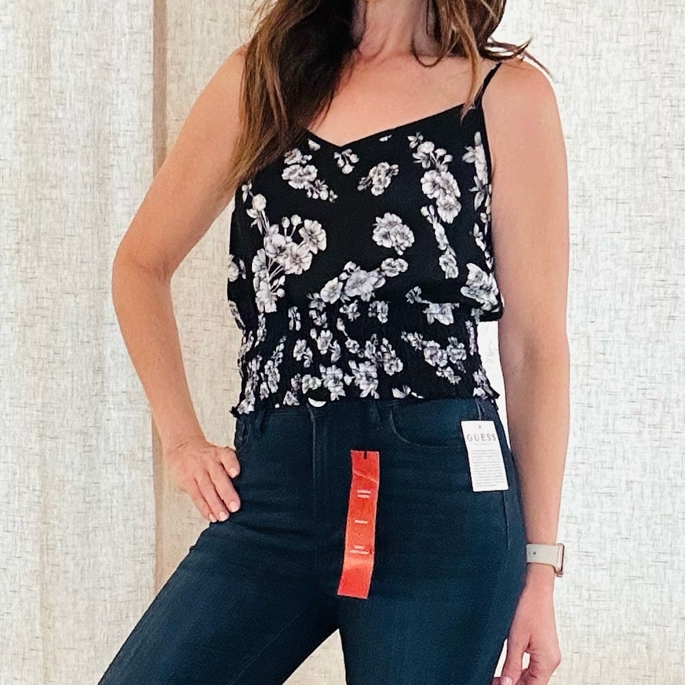 GUESS SHEER FLORAL PRINT CAMI